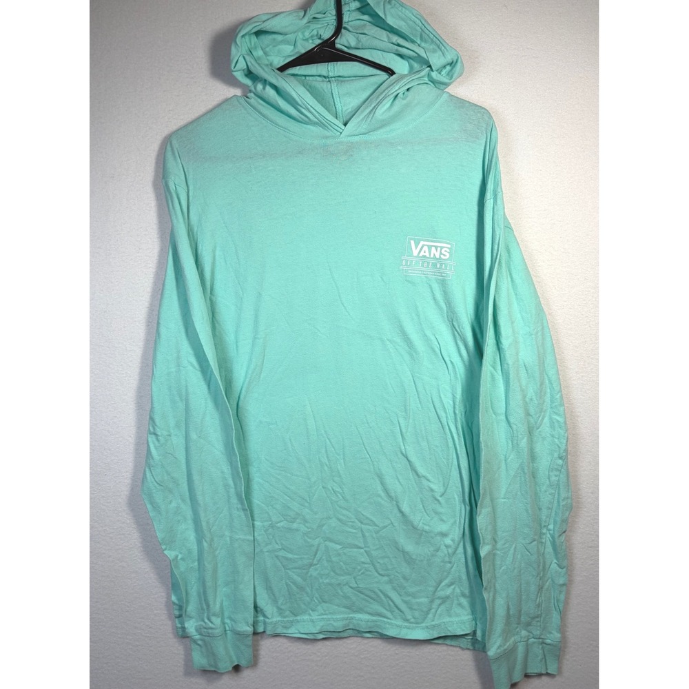 Vans Hoodie Shirt Mens Large Mint Green Excellent Graphic Long Sleeve Tee